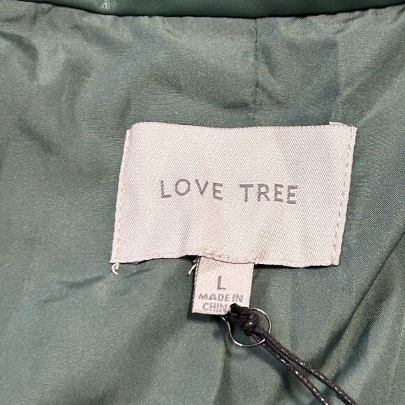 Windsor Love Tree Vegan Leather Puffer Crop Jacket Womens Size Large, Green - Picture 4 of 16